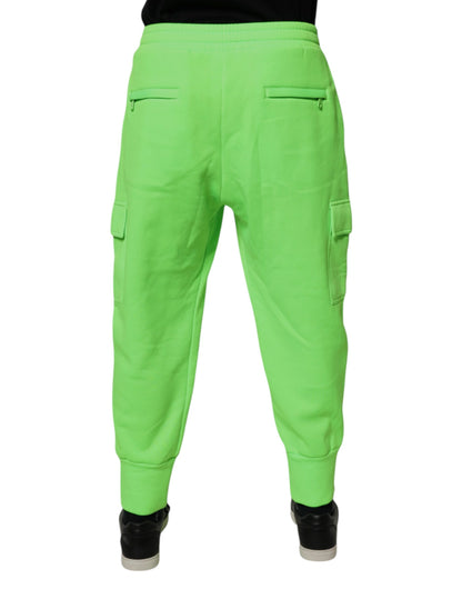 Neon Green Cargo Jogger Men Sweatpants Pants