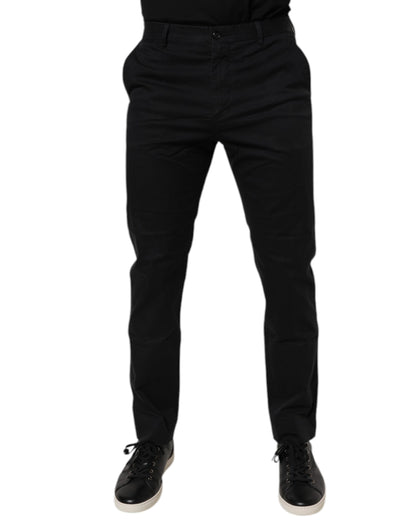 Black Cotton Stretch Skinny Dress Formal Pants