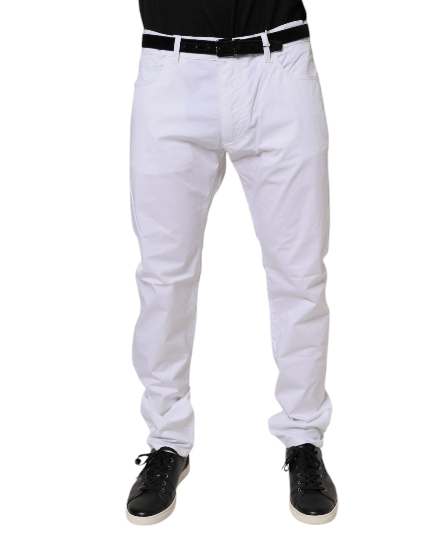 White Cotton Stretch Skinny Dress Formal Pants