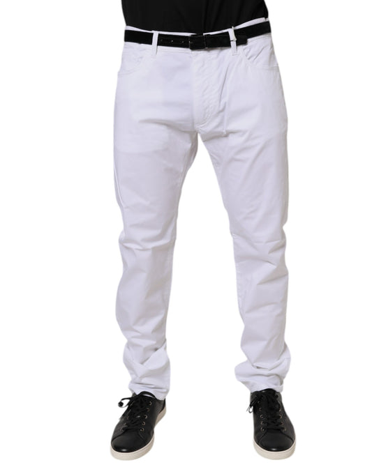 White Cotton Stretch Skinny Dress Formal Pants