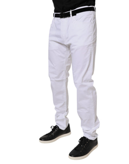 White Cotton Stretch Skinny Dress Formal Pants