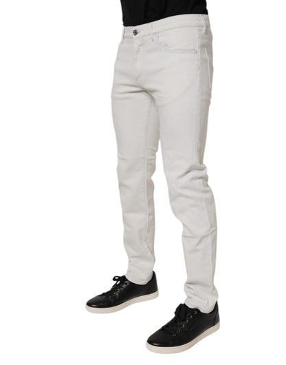 White Cotton Stretch Skinny Slim Denim Jeans