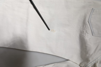 White Cotton Stretch Skinny Slim Denim Jeans