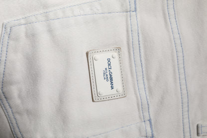 White Cotton Stretch Skinny Slim Denim Jeans