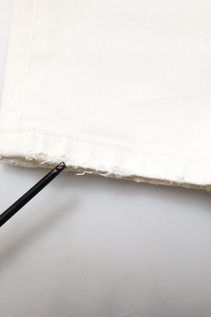 White Tattered Graffiti Skinny Denim Jeans