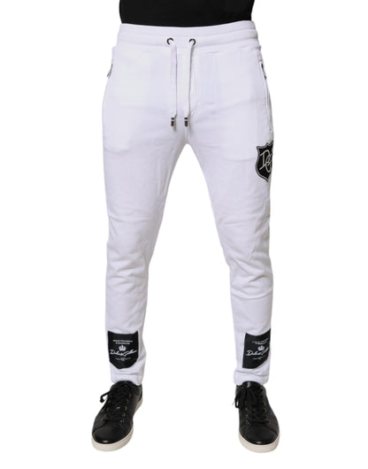 White Logo Patch Men Skinny Sweatpants Pants