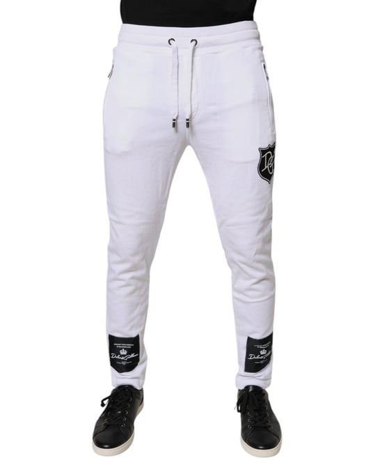 White Logo Patch Men Skinny Sweatpants Pants