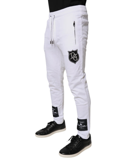 White Logo Patch Men Skinny Sweatpants Pants