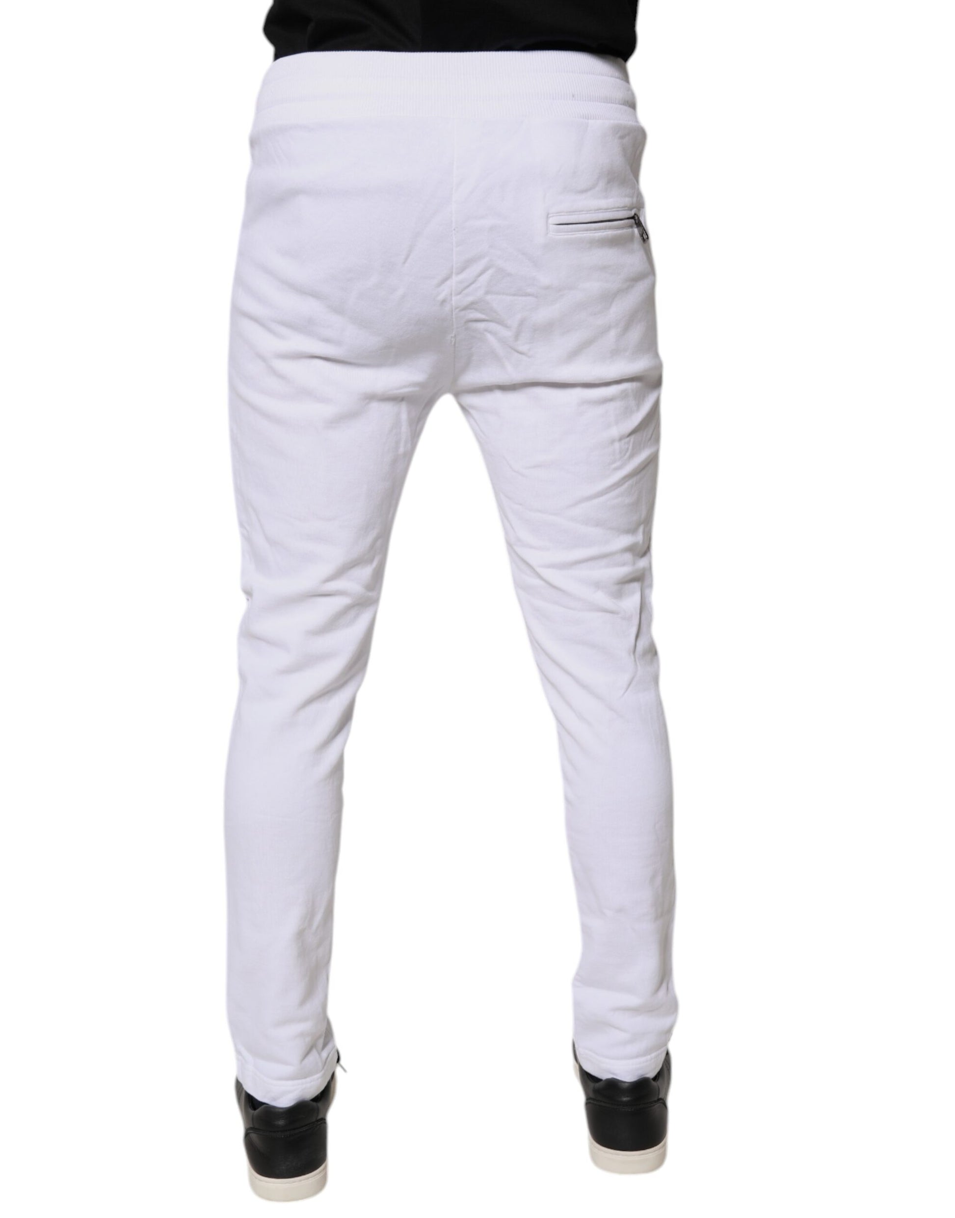 White Logo Patch Men Skinny Sweatpants Pants