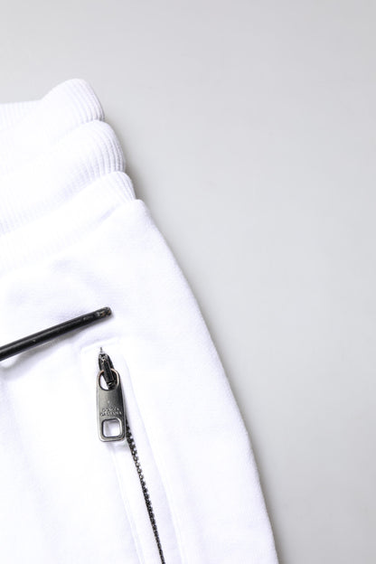 White Logo Patch Men Skinny Sweatpants Pants