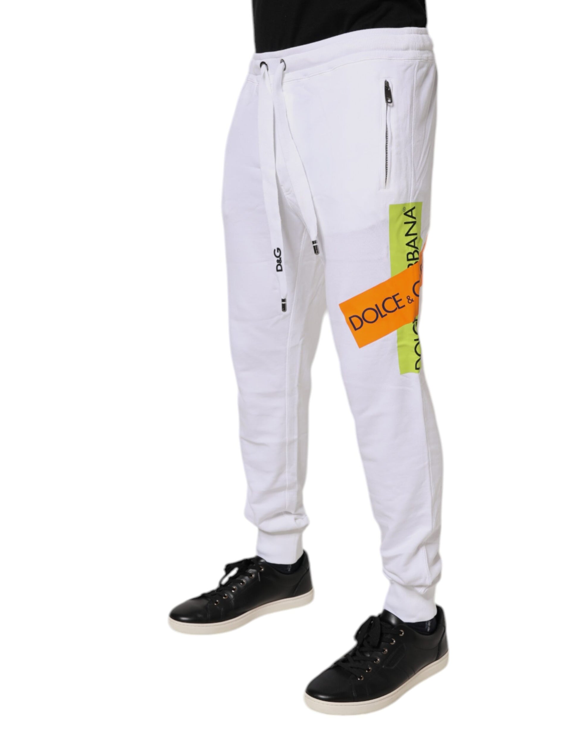 White Logo Tape Jogger Cotton Sweatpants Pants