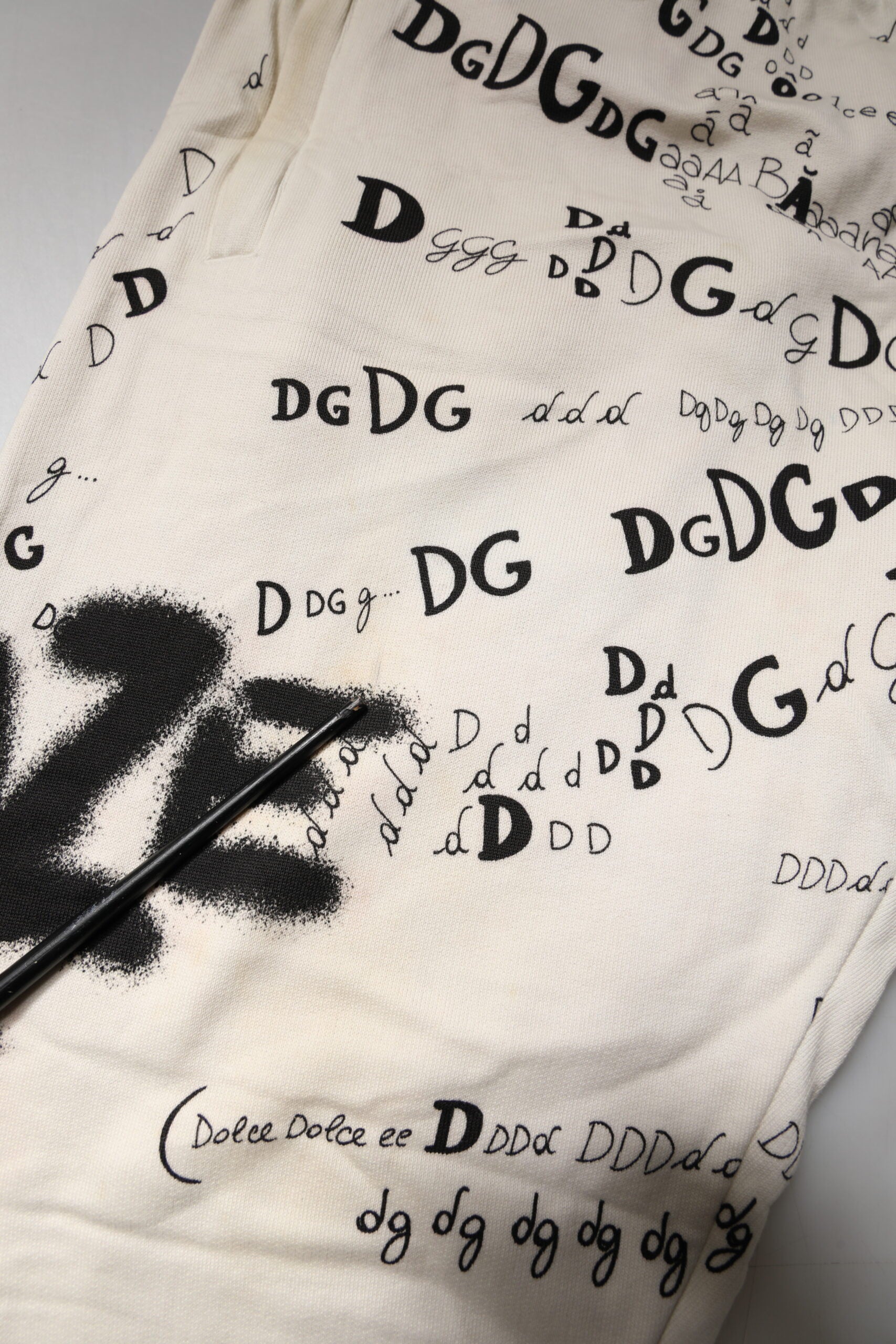 White Logo Print Men Skinny Sweatpants Pants