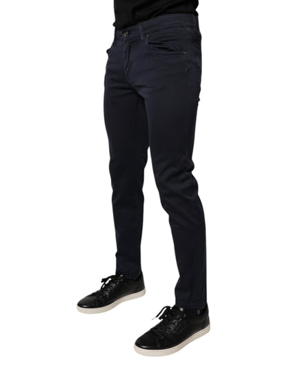Dark Blue GOLD Cotton Skinny Men Denim Jeans