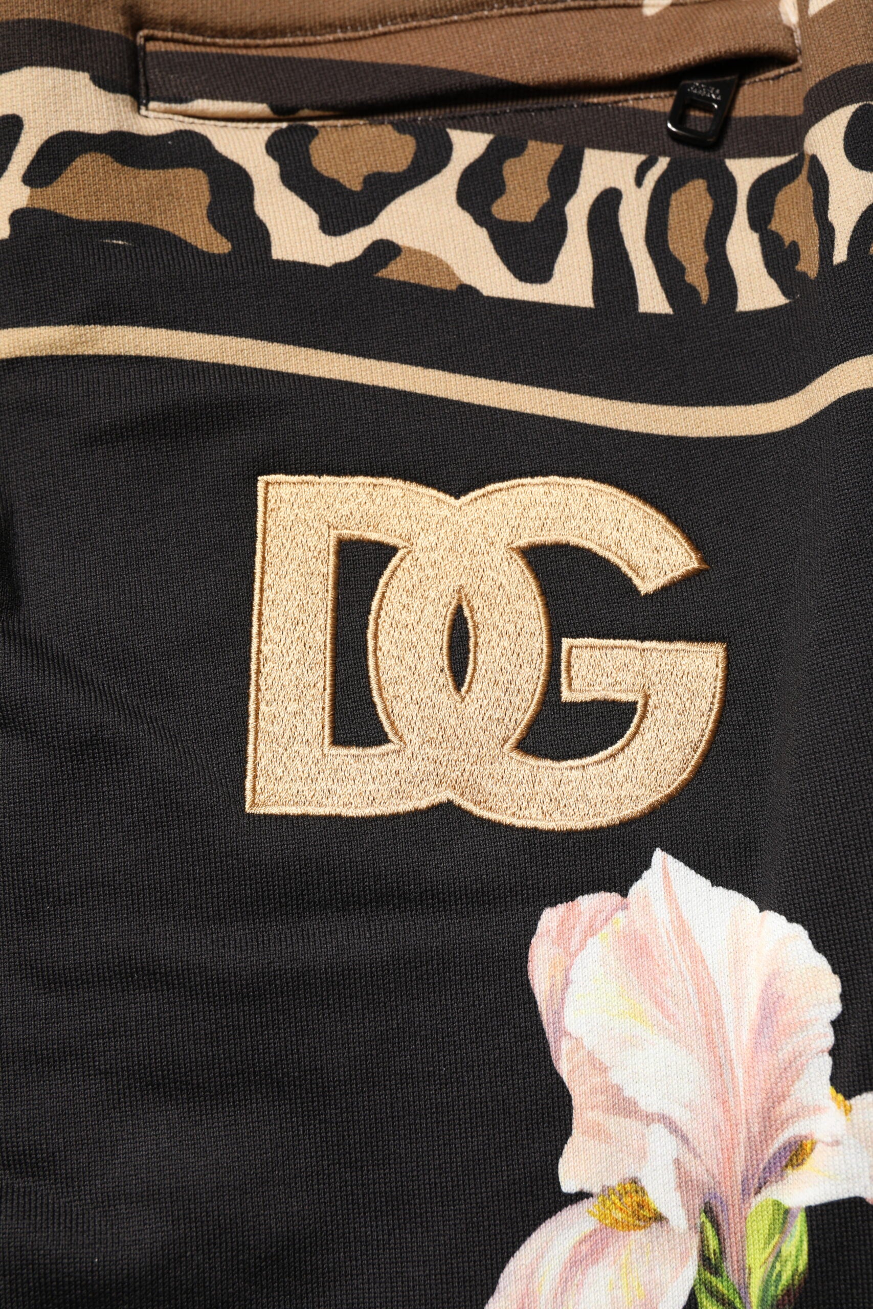 Black Floral Cotton Jogger Sweatpants Pants