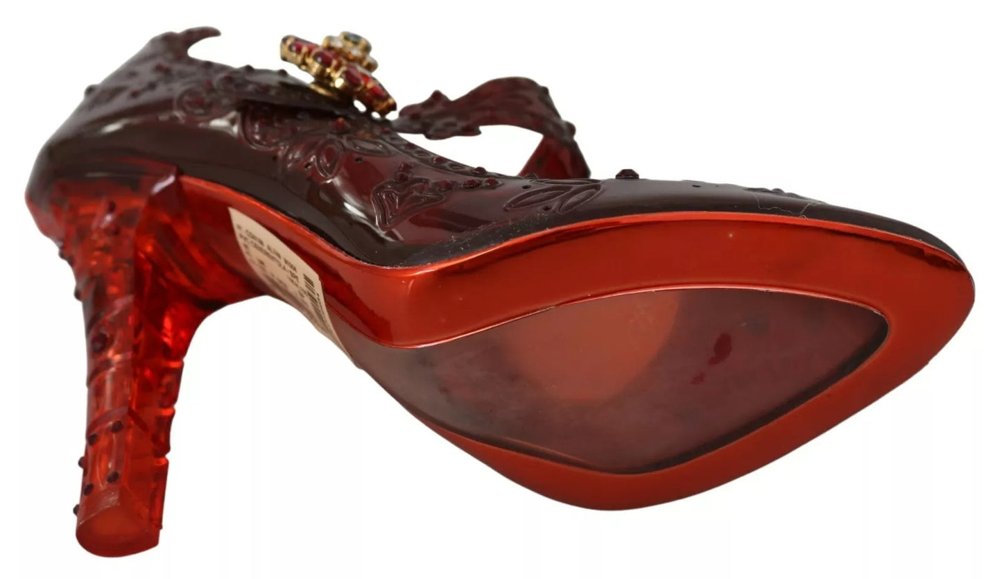 Red Floral Crystal Heels CINDERELLA Shoes