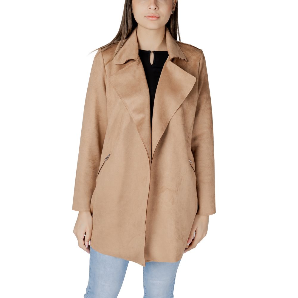Beige Polyester Jackets & Coat