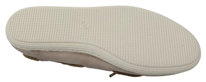 Beige Suede Lace Bow Loafers Ballet Flat Shoes