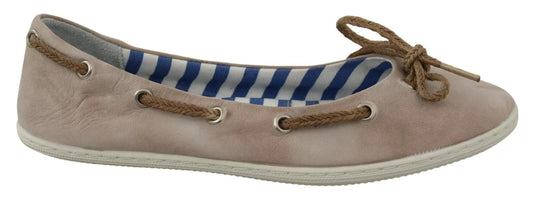 Beige Suede Lace Bow Loafers Ballet Flat Shoes