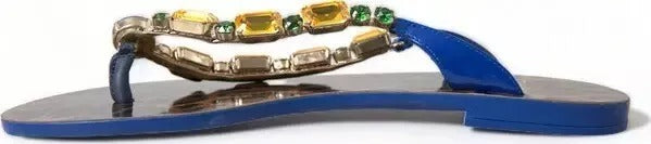 Blue Crystals Flats Sandals Beachwear Shoes