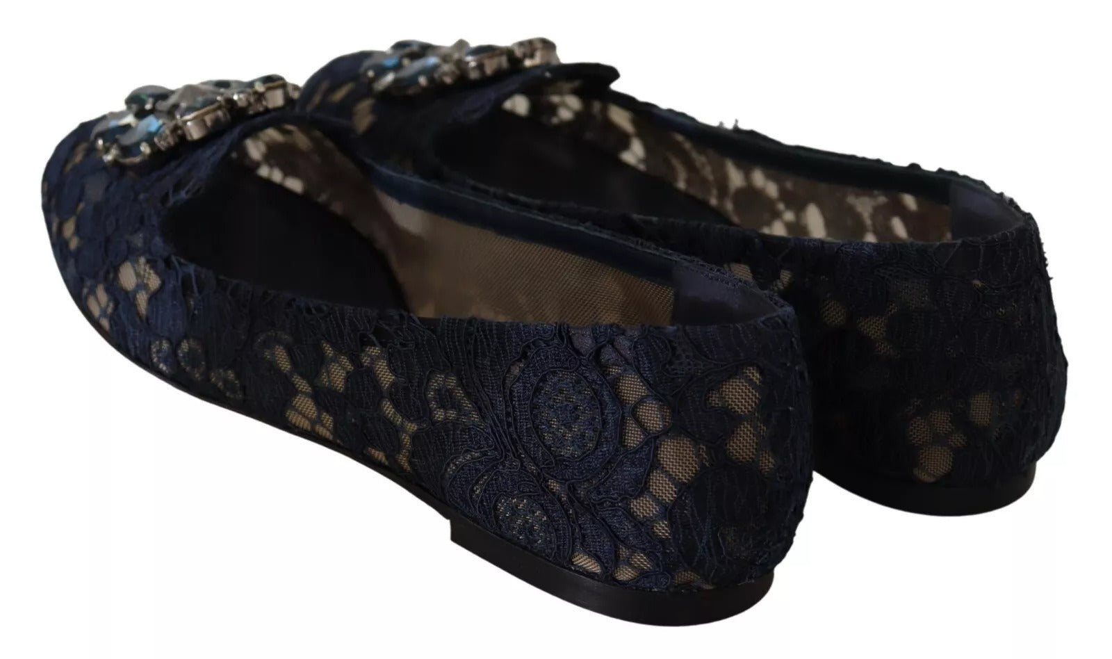 Blue Crystal Loafer Lace Ballet Flats Shoes