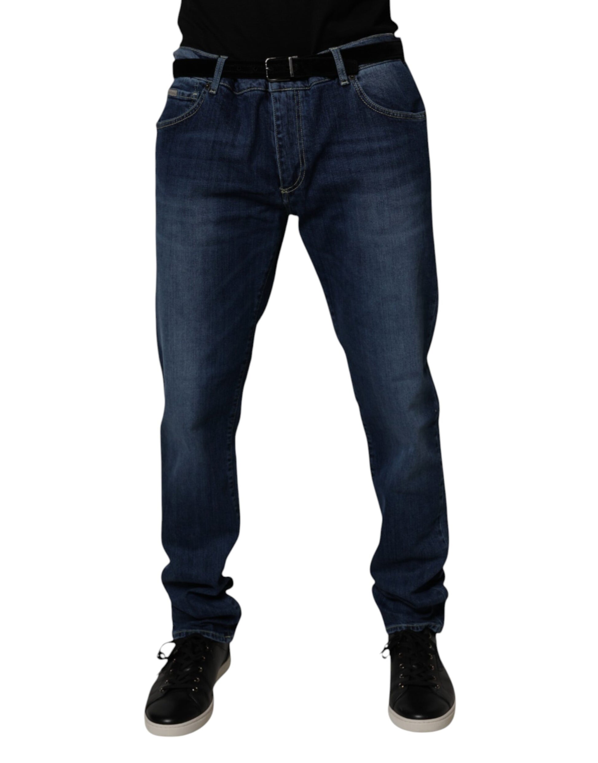 Blue Washed Cotton Stretch Skinny Denim Jeans