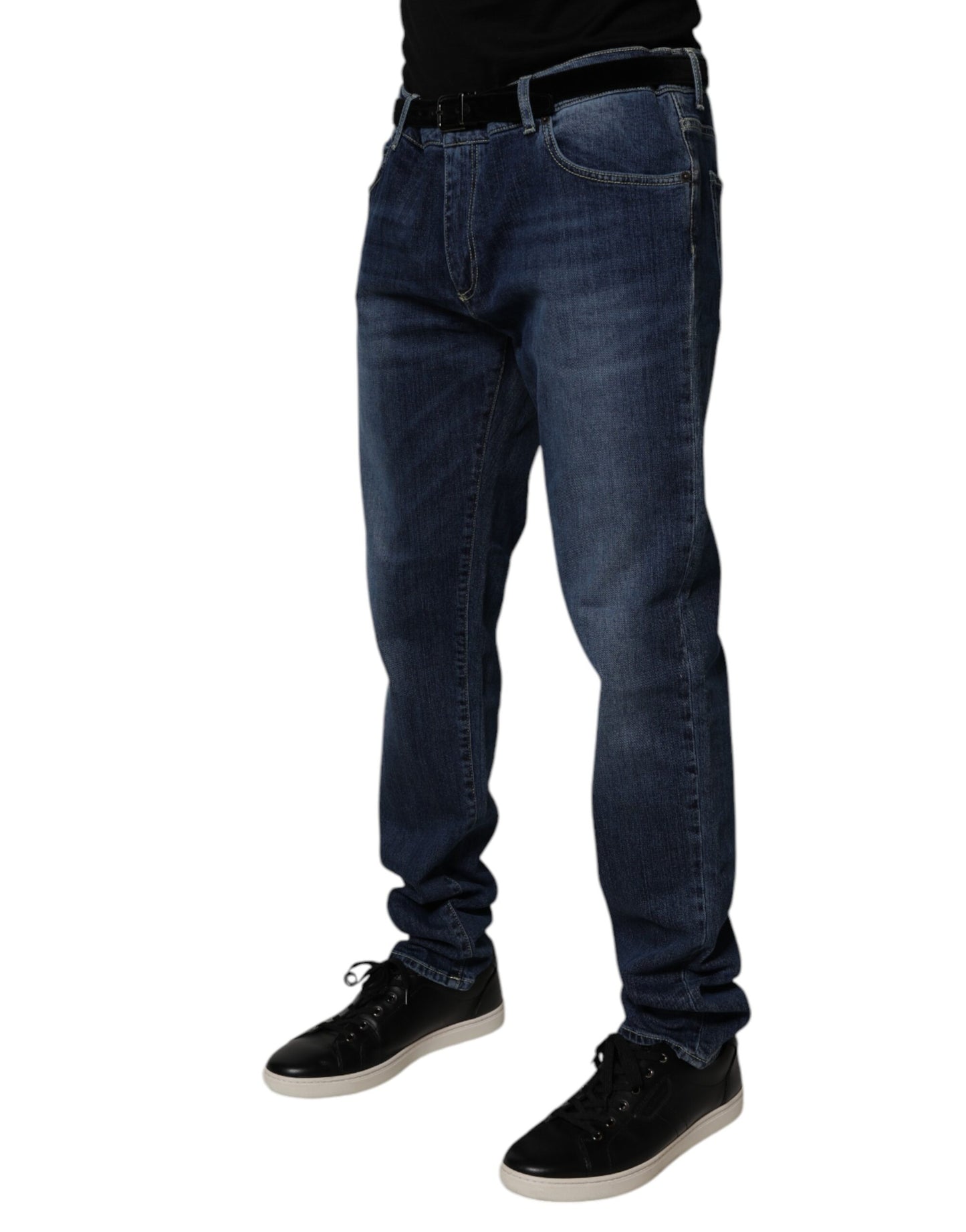 Blue Washed Cotton Stretch Skinny Denim Jeans