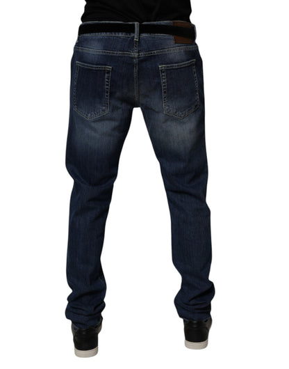 Blue Washed Cotton Stretch Skinny Denim Jeans
