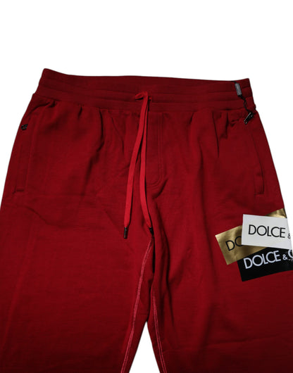 Red Logo Tape Cotton Jogger Sweatpants Pants