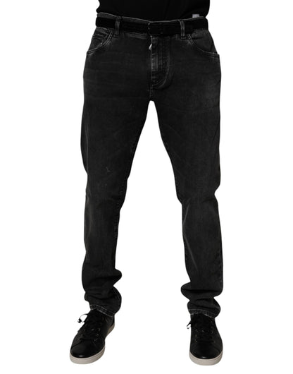 Black Cotton Stretch Men Skinny Denim Jeans