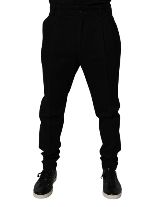 Black Cotton Stretch Skinny Pants