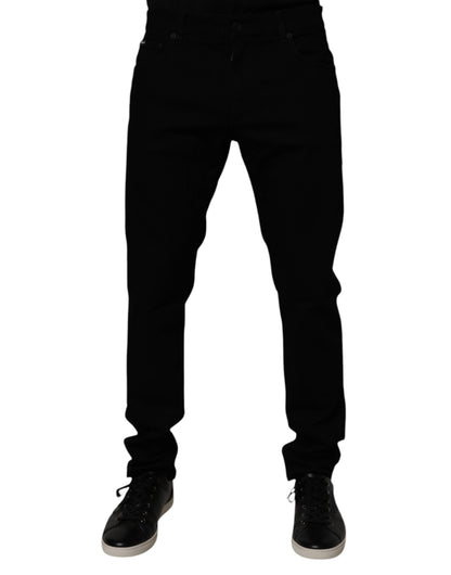 Black Cotton Stretch Slim Fit Men Denim Jeans