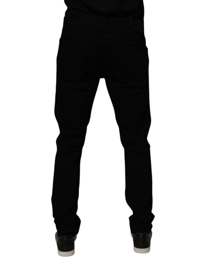 Black Cotton Stretch Slim Fit Men Denim Jeans