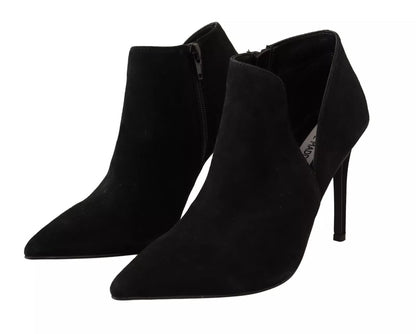 Black Suede Leather Stiletto Heels Boots Shoes