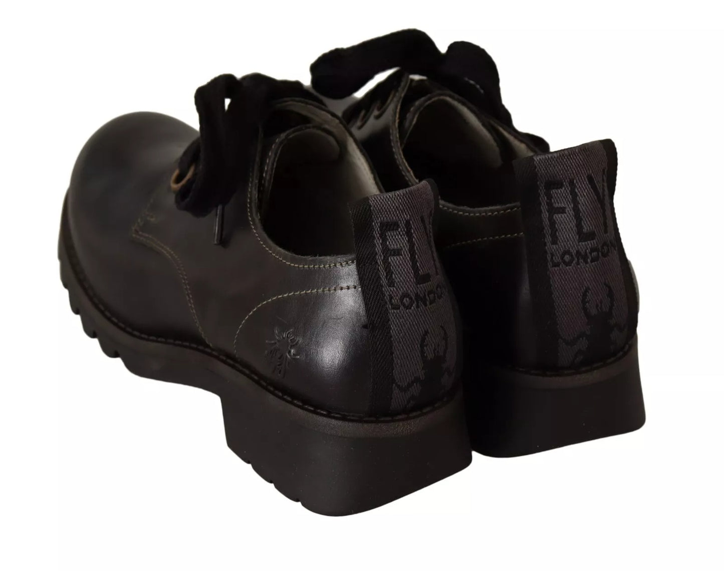 Black Leather Low Top Lace Up Women Oxford Shoes