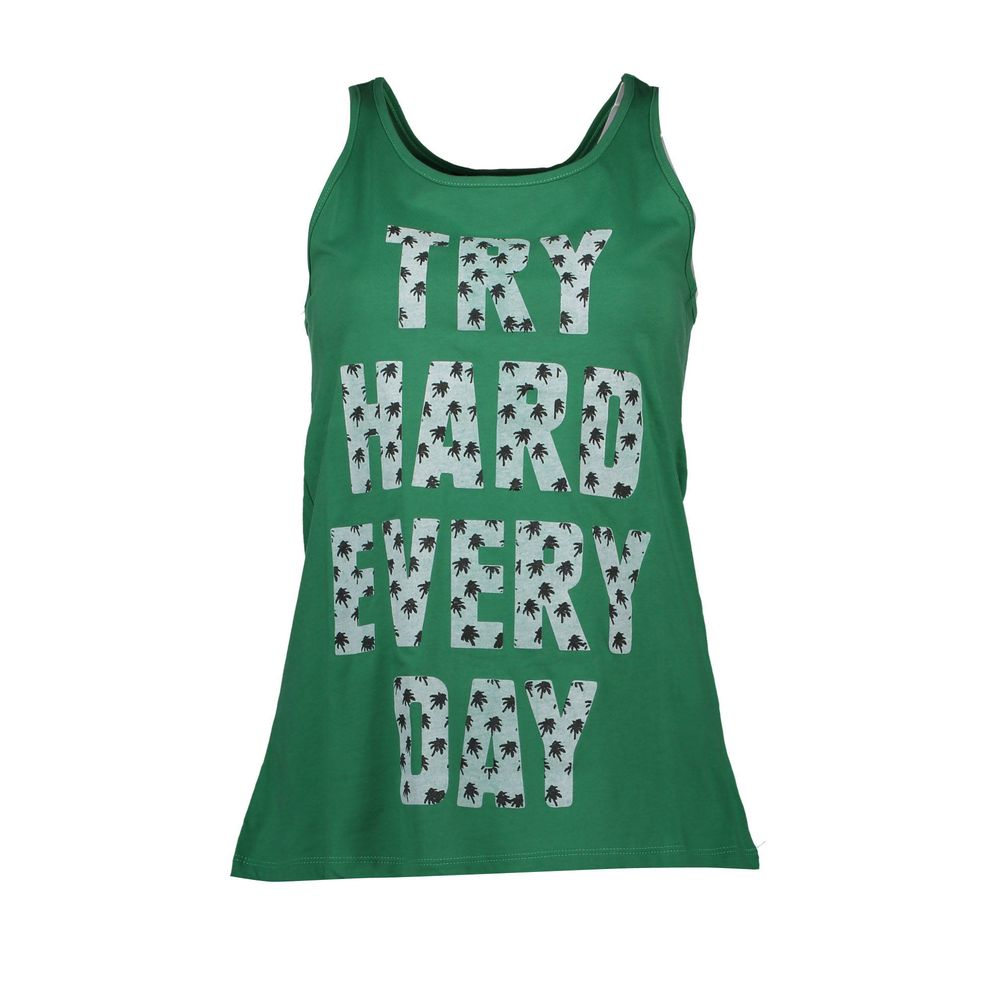 Green Cotton Women Tank Top