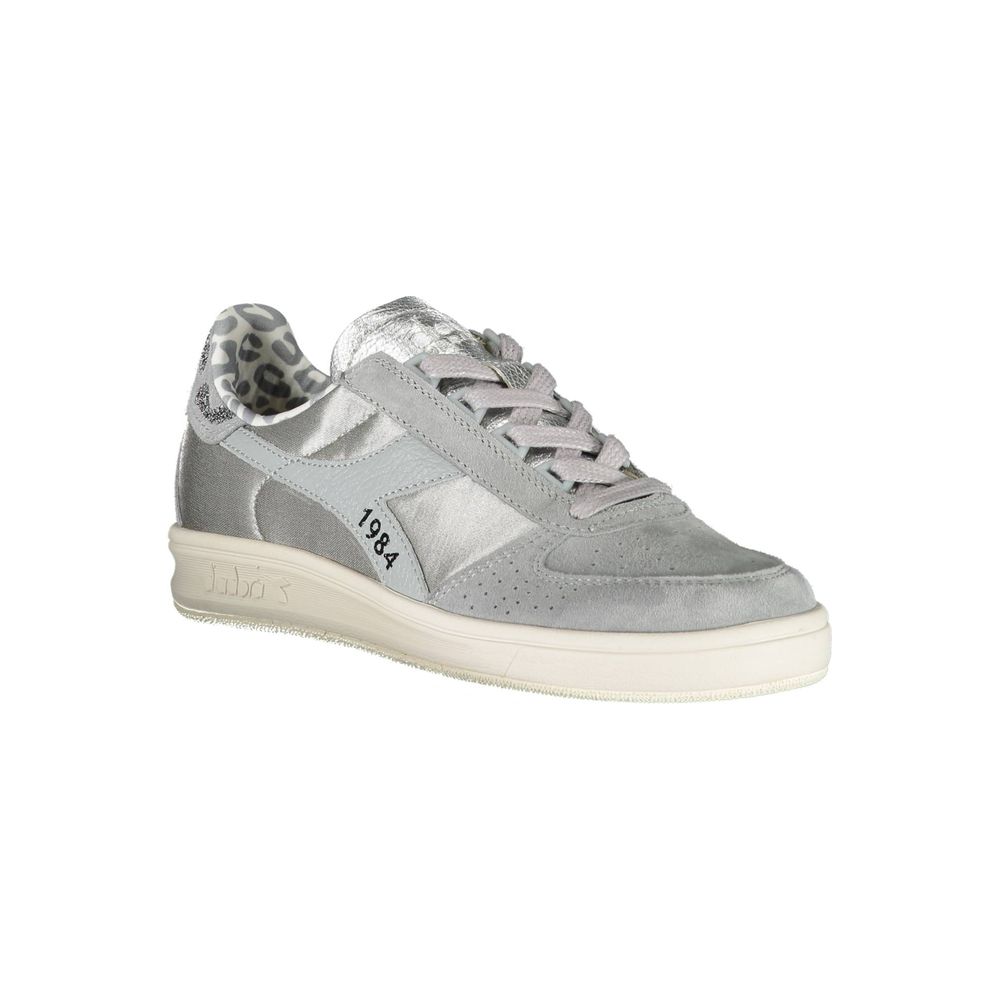 Graue Leder Damen Sneaker