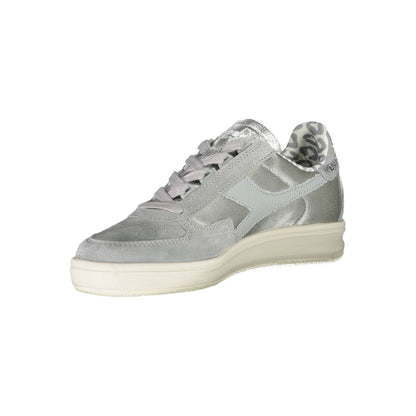 Graue Leder Damen Sneaker