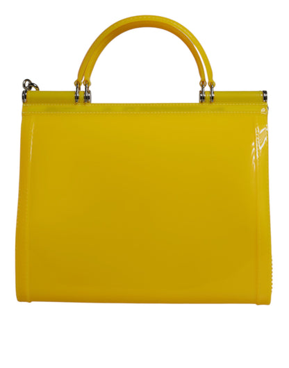 Yellow PVC Cotton Satchel Shoulder Strap Bag