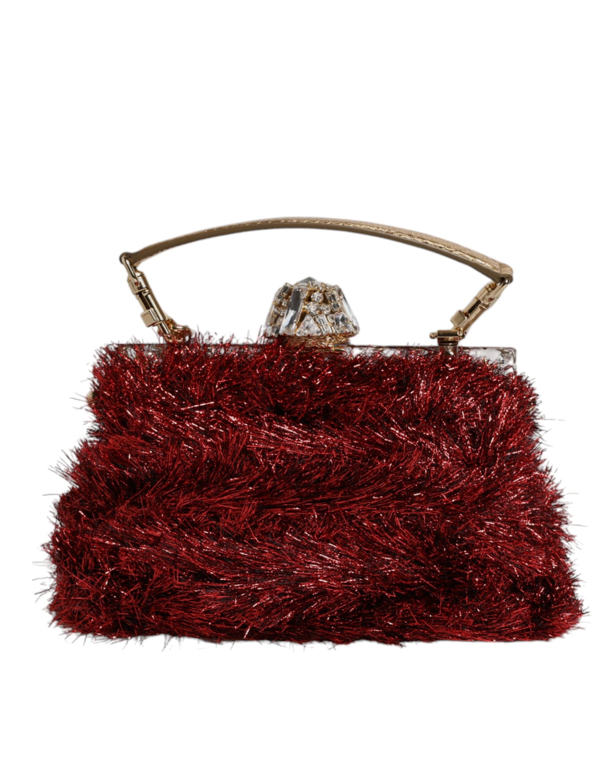 【VIP価格】DOLCE & GABBANA Red Gold VANDA Clutch Red Gold Chain VANDA Tinsel Crystals Evening Clutch Bag