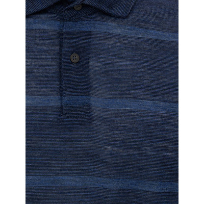 Blue Wool Polo Shirt
