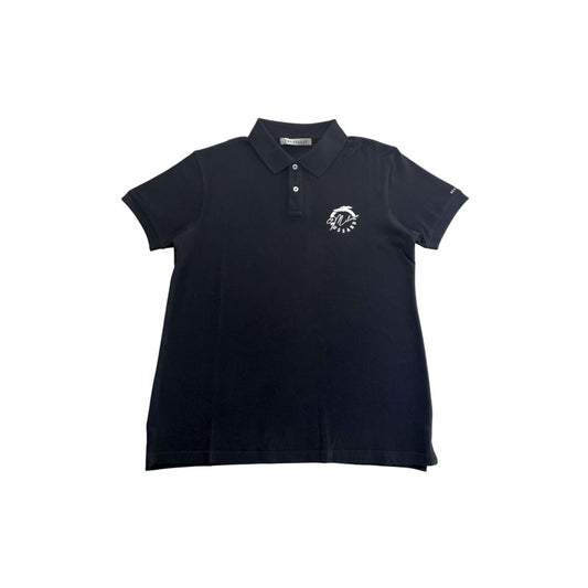 Black Cotton Men Polo Shirt