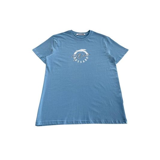 Light Blue Cotton Men T-Shirt