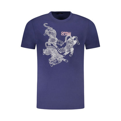 Blue Cotton Men T-Shirt