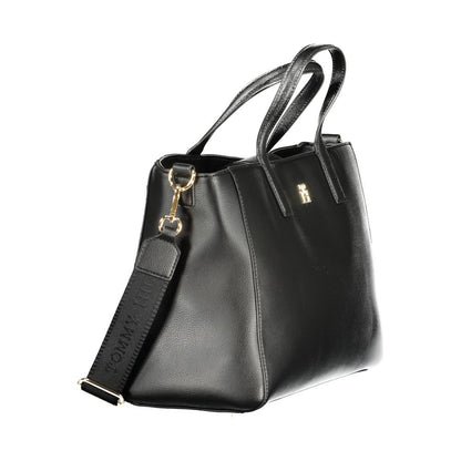 Black Polyester Women Handbag