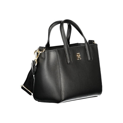 Black Polyester Women Handbag