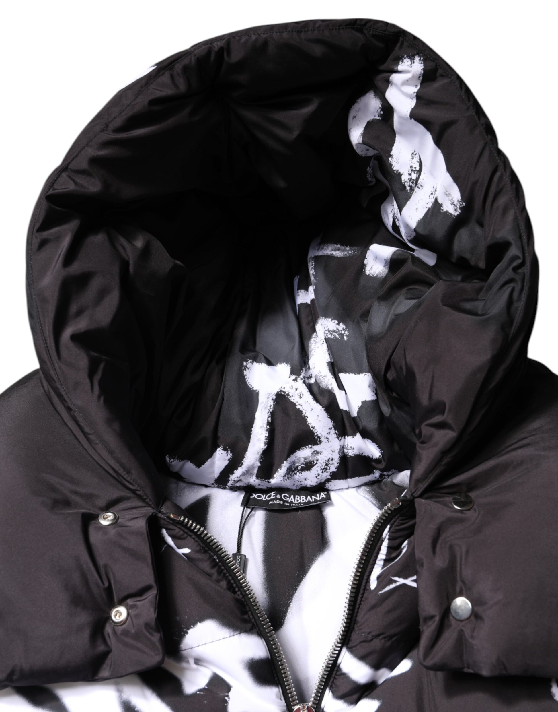 Black Padded Hooded Full Zip Cropped Jacket