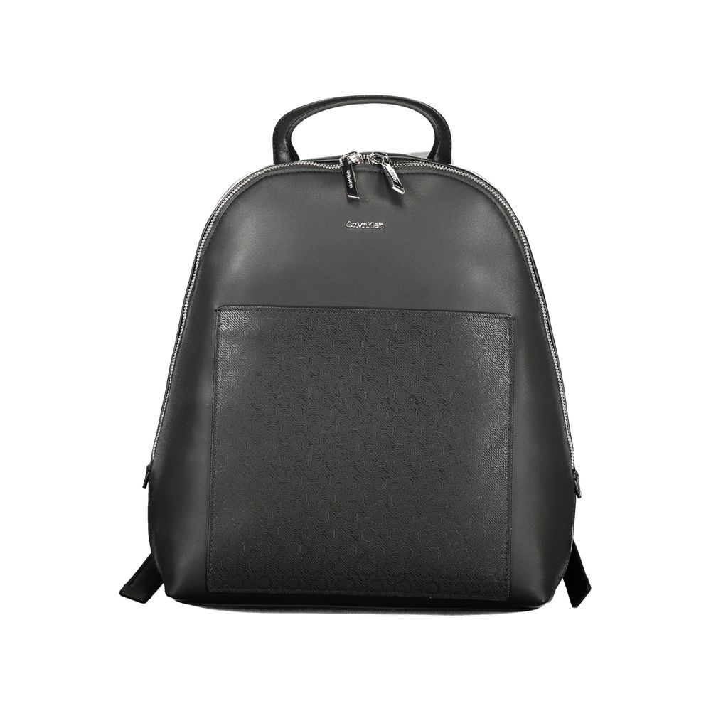Black Polyester Women Backpack