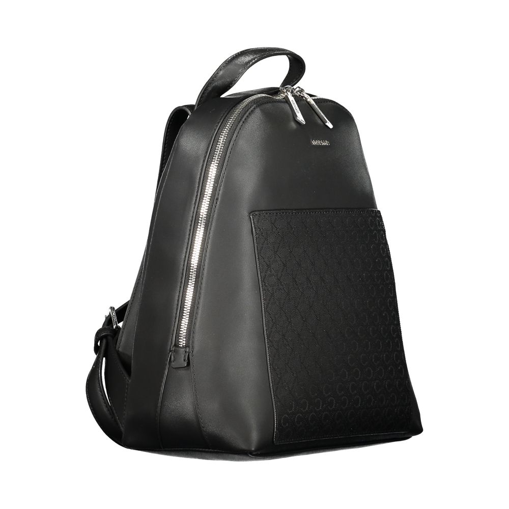 Black Polyester Women Backpack