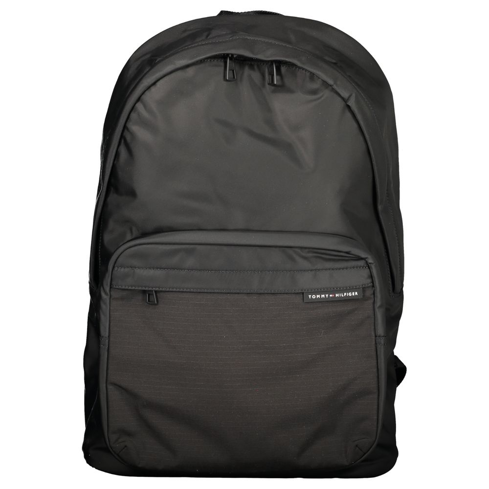 Black Polyester Men Backpack