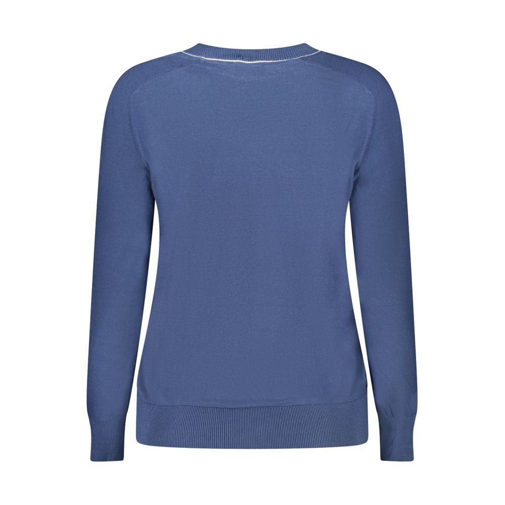 Blue Cotton Women Sweater